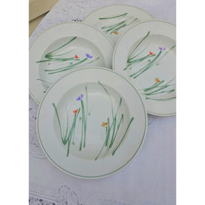 Mikasa Studio Nova Sketch Book Soup Bowls SET 4 Rim Floral L9175 Vintage 9" Dia.
